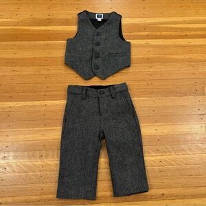 Janie and Jack grey tweed vest trouser set
